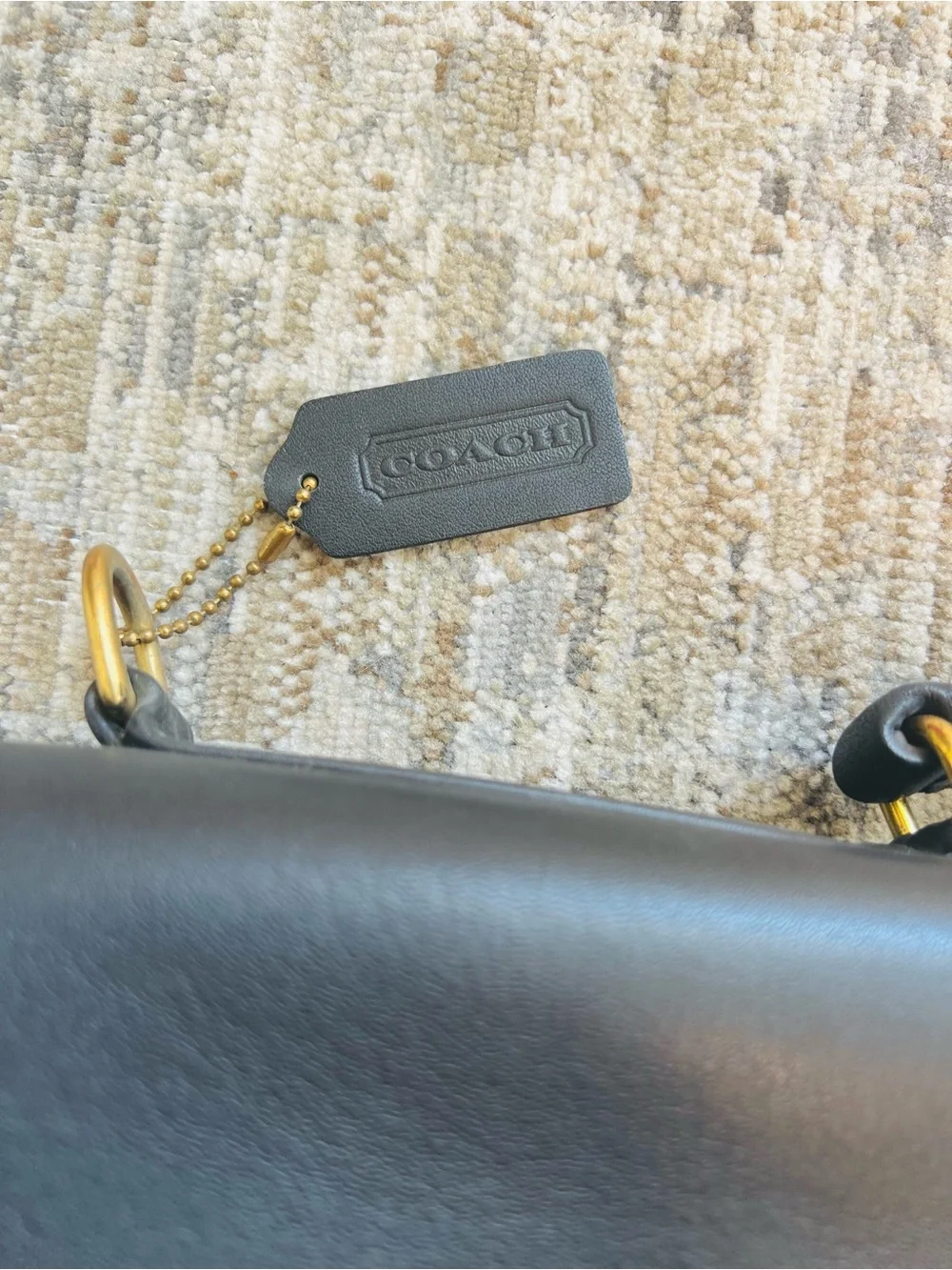 Vintage Coach Black Leather Briefcase with Gold Hardware